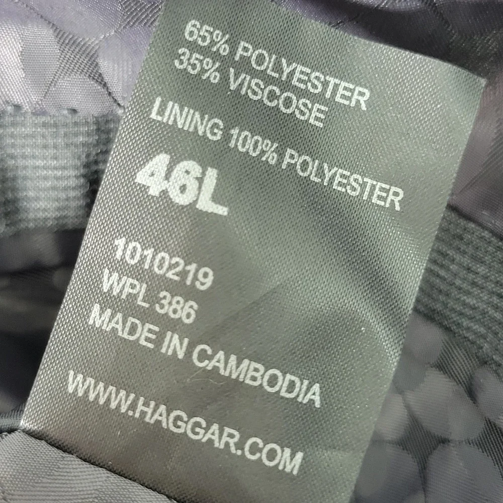 Haggar Men's Sport Coat Blazer Two Button Gray Polyester Viscose 46L‎